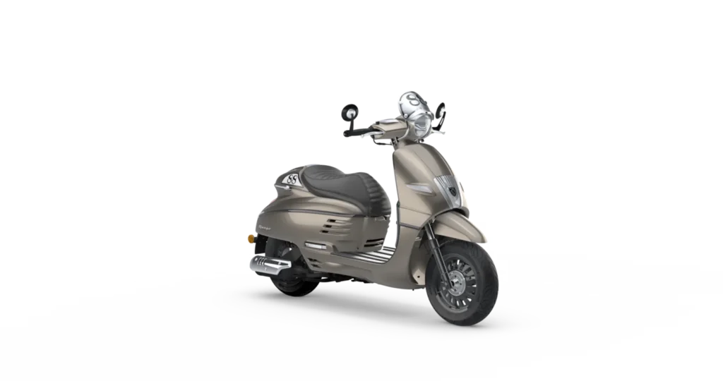Django Cafe Racer, vista tres cuartos delantera