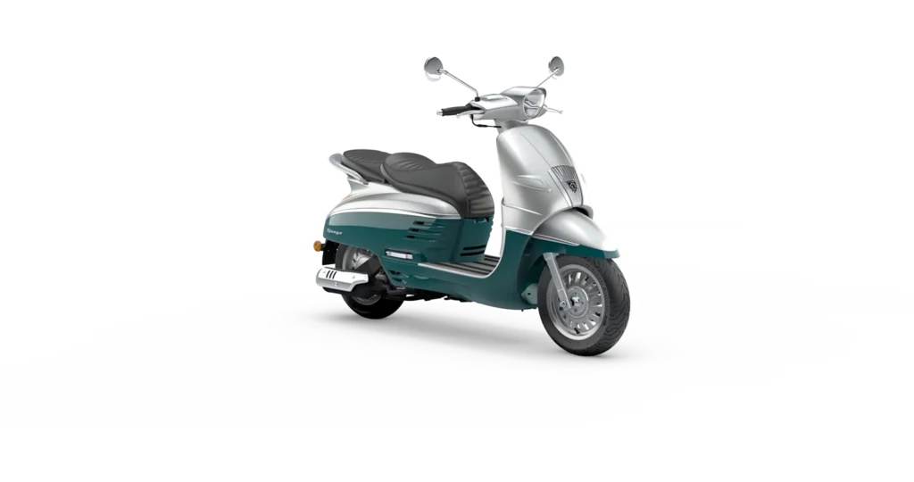 Django Classic 50 Standard en color Deep Lake Green & Satin Flash Silver, vista tres cuartos delantera