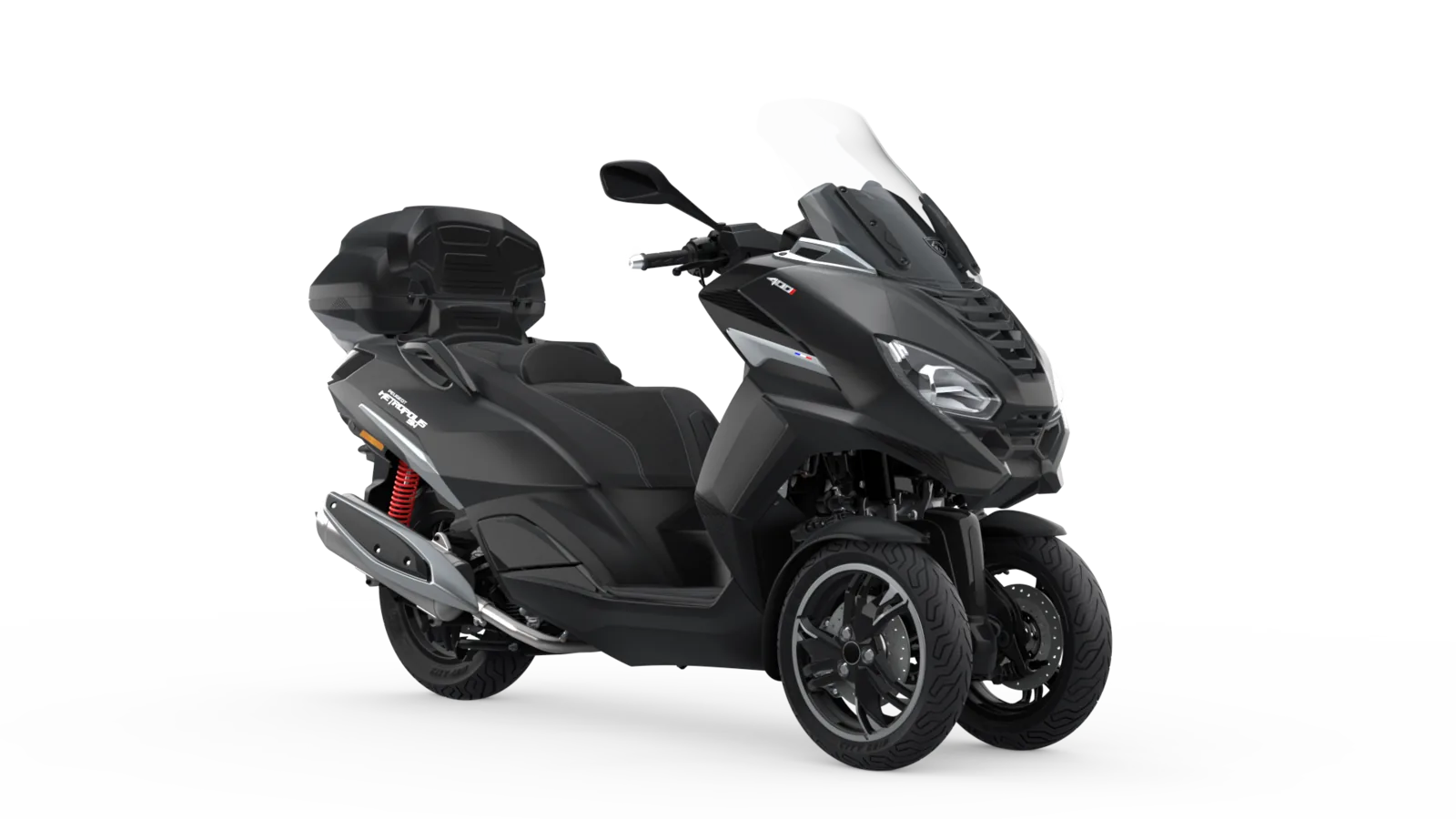 Peugeot Metropolis SW SW en color Sideral Mat Black, vista tres cuartos delantera