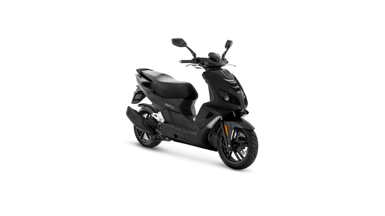 Peugeot Speedfight 50 Sportline en color Mad Black, vista tres cuartos delantera